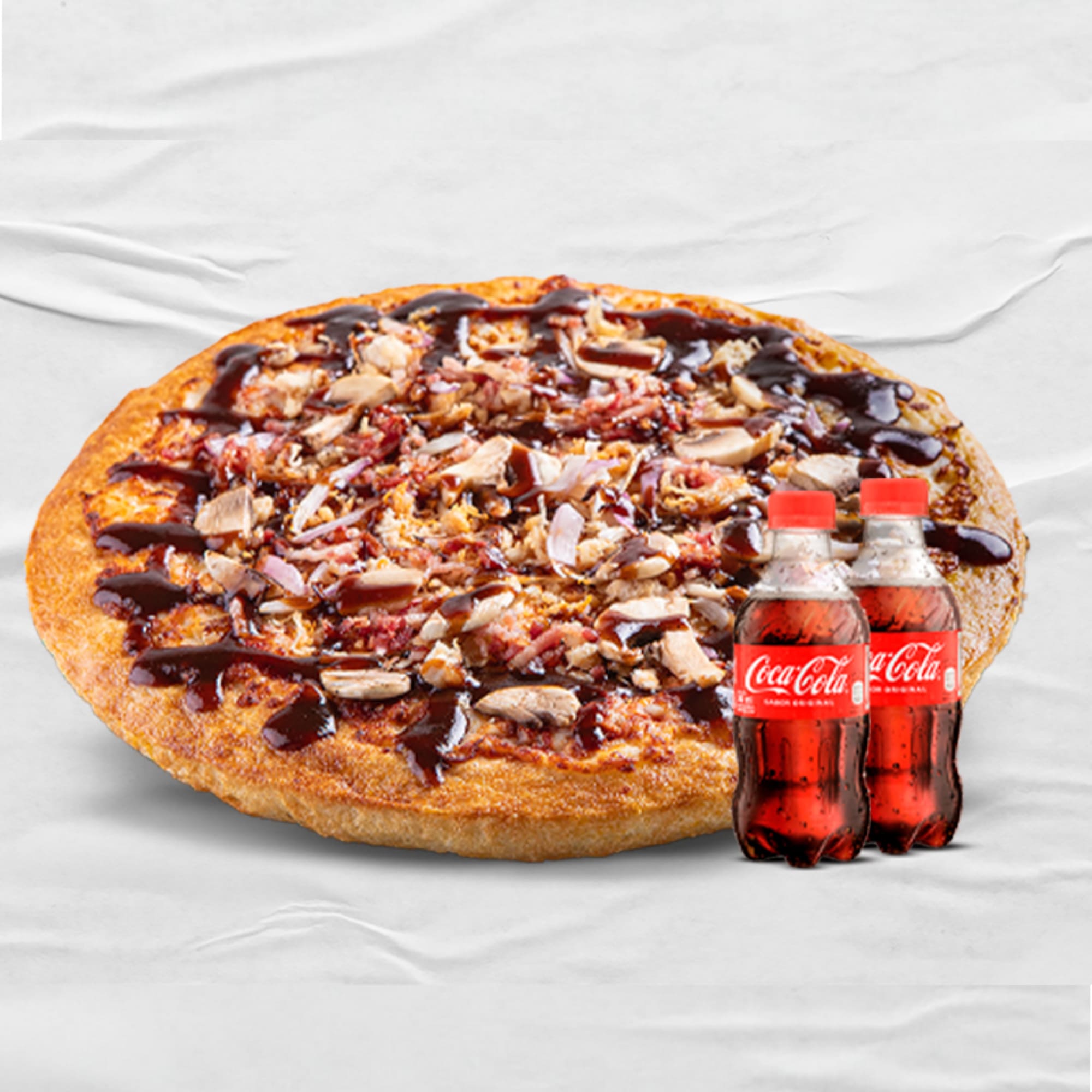 Combo Pizza Grande Pollo BBQ + 2 Gaseosas  300ml